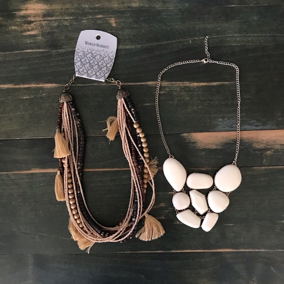 Boho Tassel Necklace and Cream Necklace